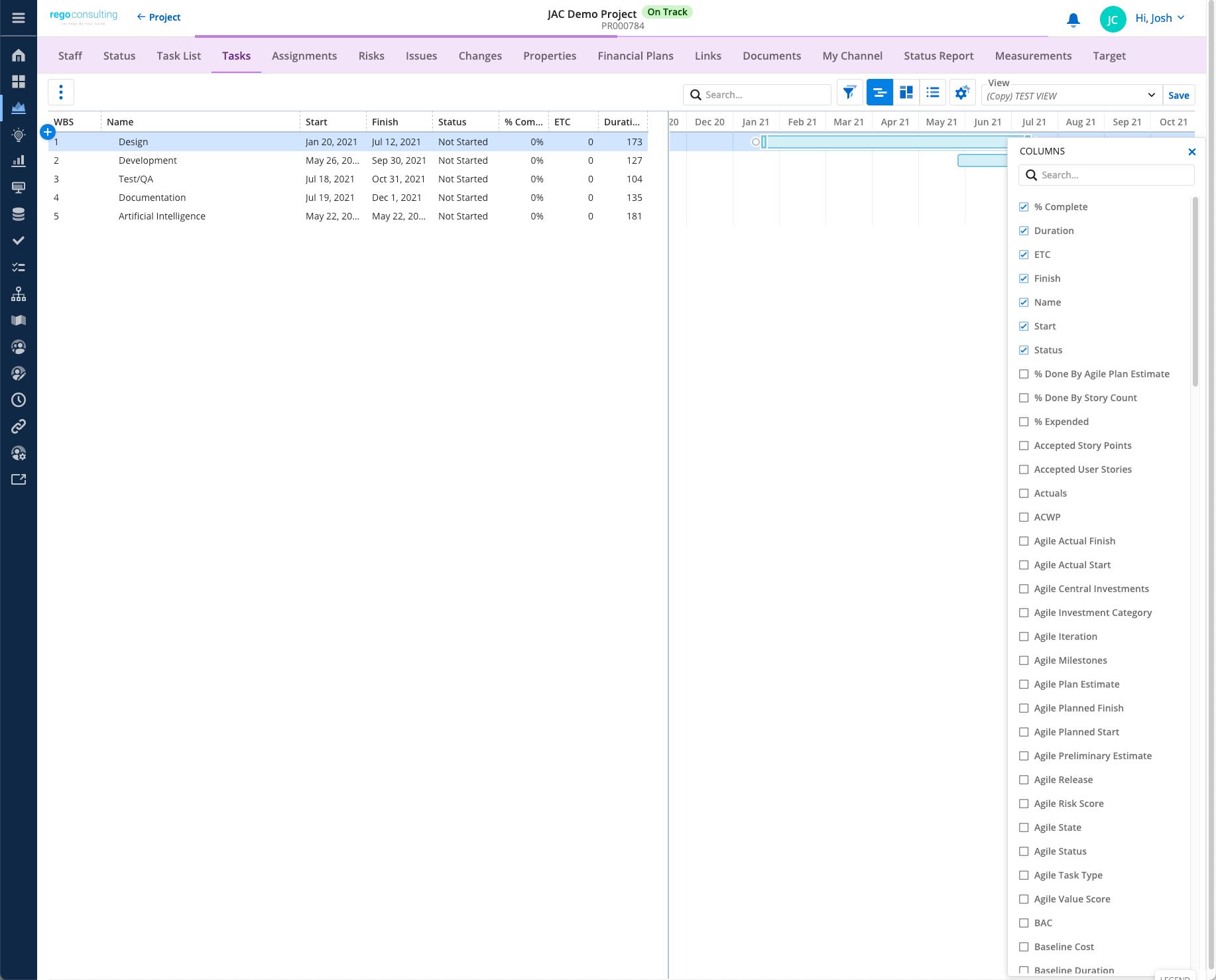 New Timeline Layout in the Tasks Module Clarity PPM 15.9.2: New Timeline Layout in the Tasks Module