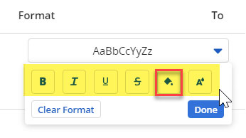 Clarity Article – Conditional Formatting-5 Screenshot of color formatting bar in Clarity PPM