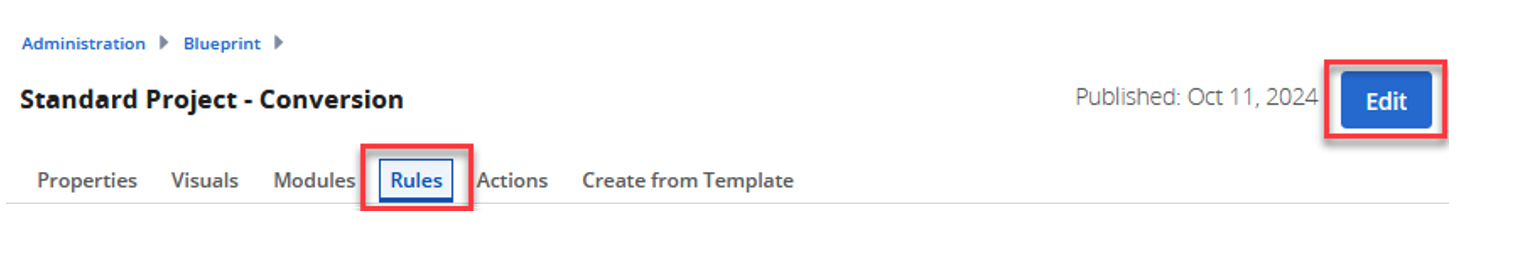 Blueprint Rules for Sub Objects-1 Conditional Formatting Button in Clarity PPM