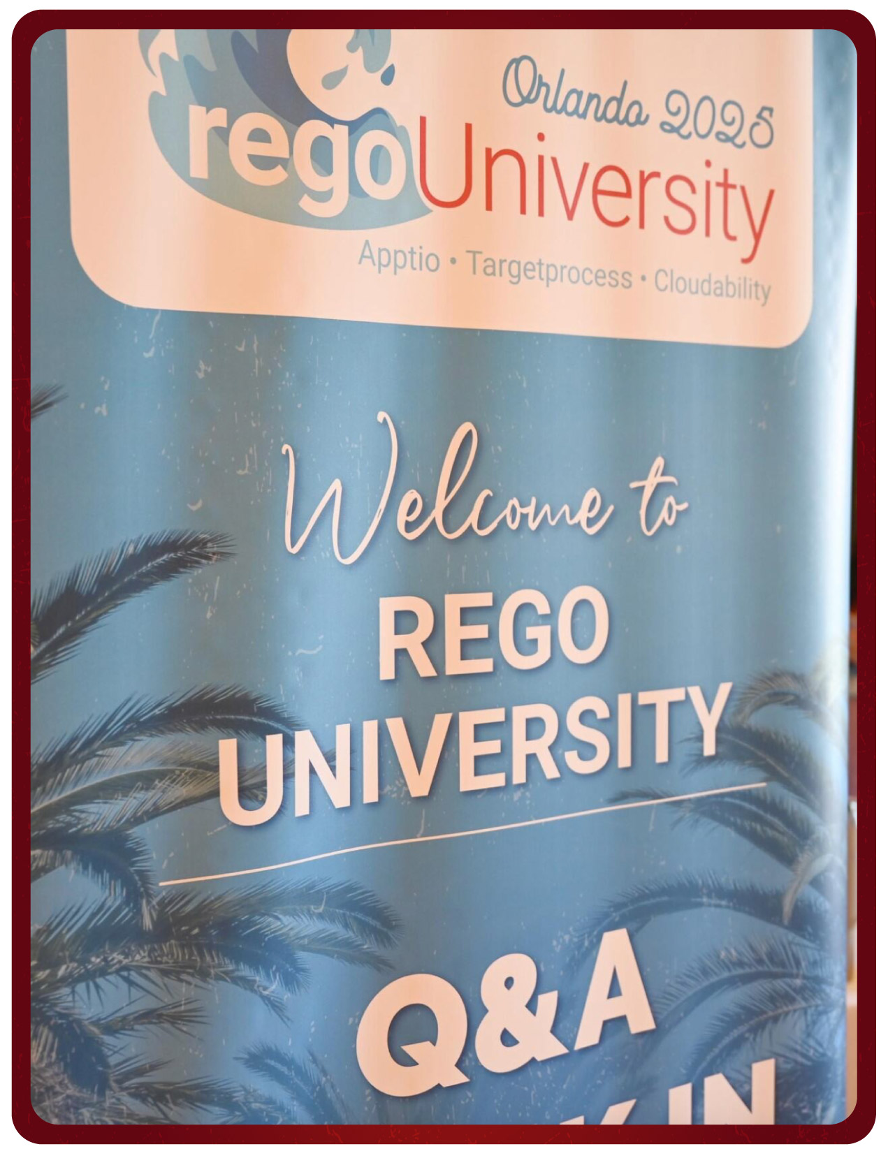Banner with text: Orlando 2025 regoUniversity Apptio Targetprocess Cloudability, Welcome to REGO UNIVERSITY Q&A
