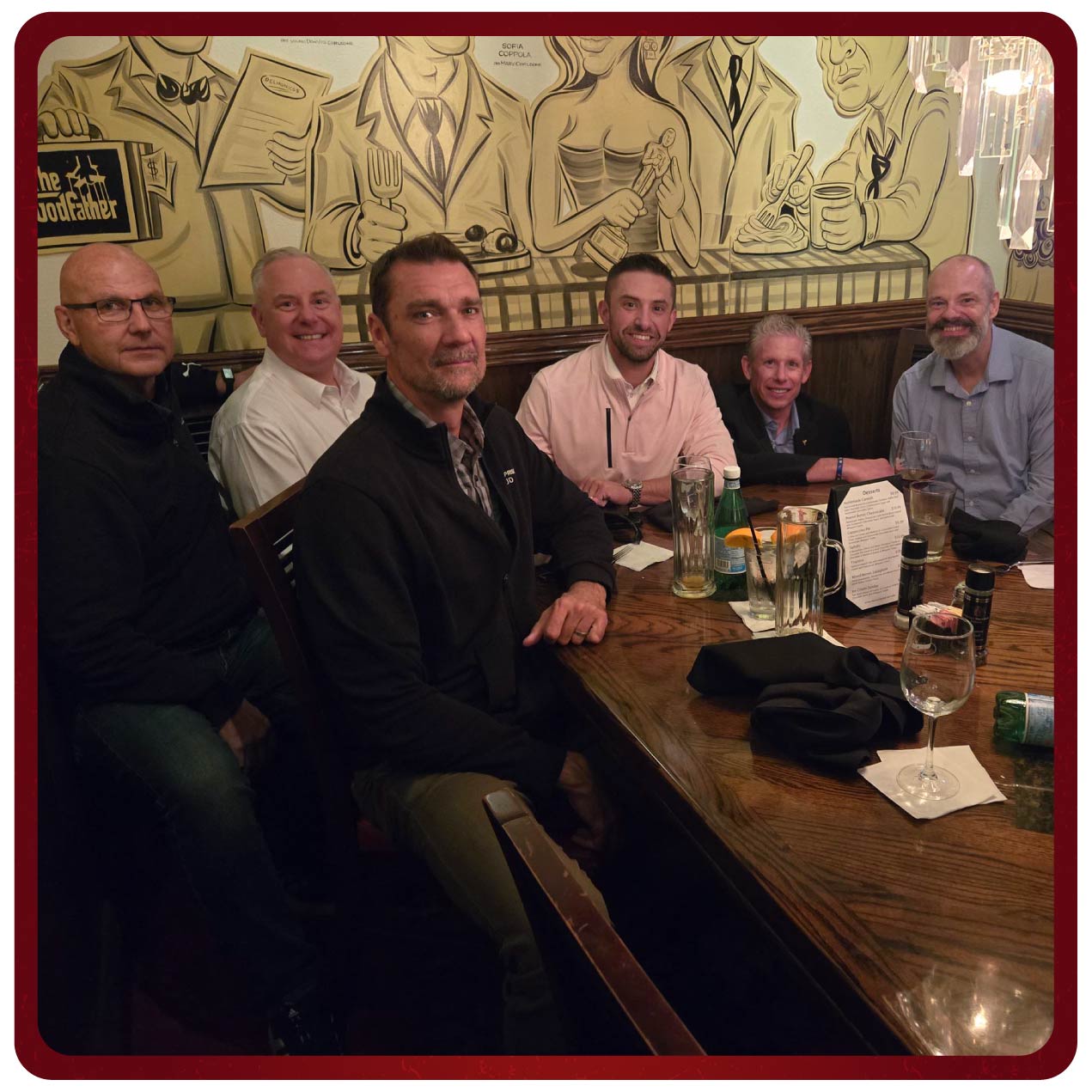 A group of participants enjoying dinner off-site